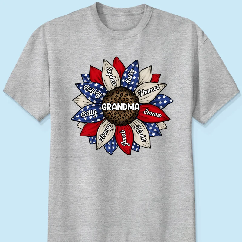 Grandma Leopard Nation Flag Sunflower Personalized Shirt - Image 8