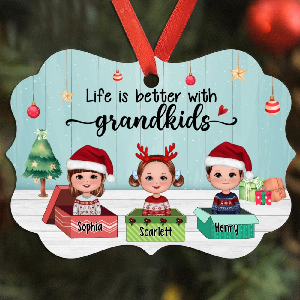 Grandma Life Better With Grandkids Gift Box Personalized Christmas Ornament - Image 4