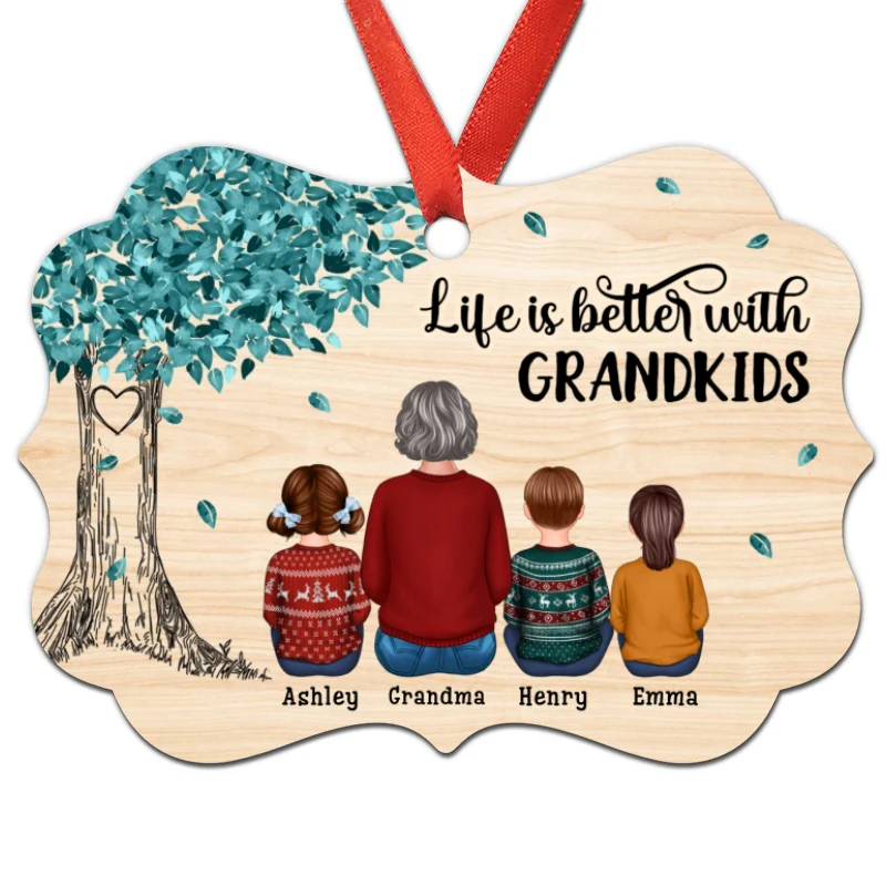 Grandma Life Is Better With Grandkids Under Tree Personalized Christmas Ornament - Image 3