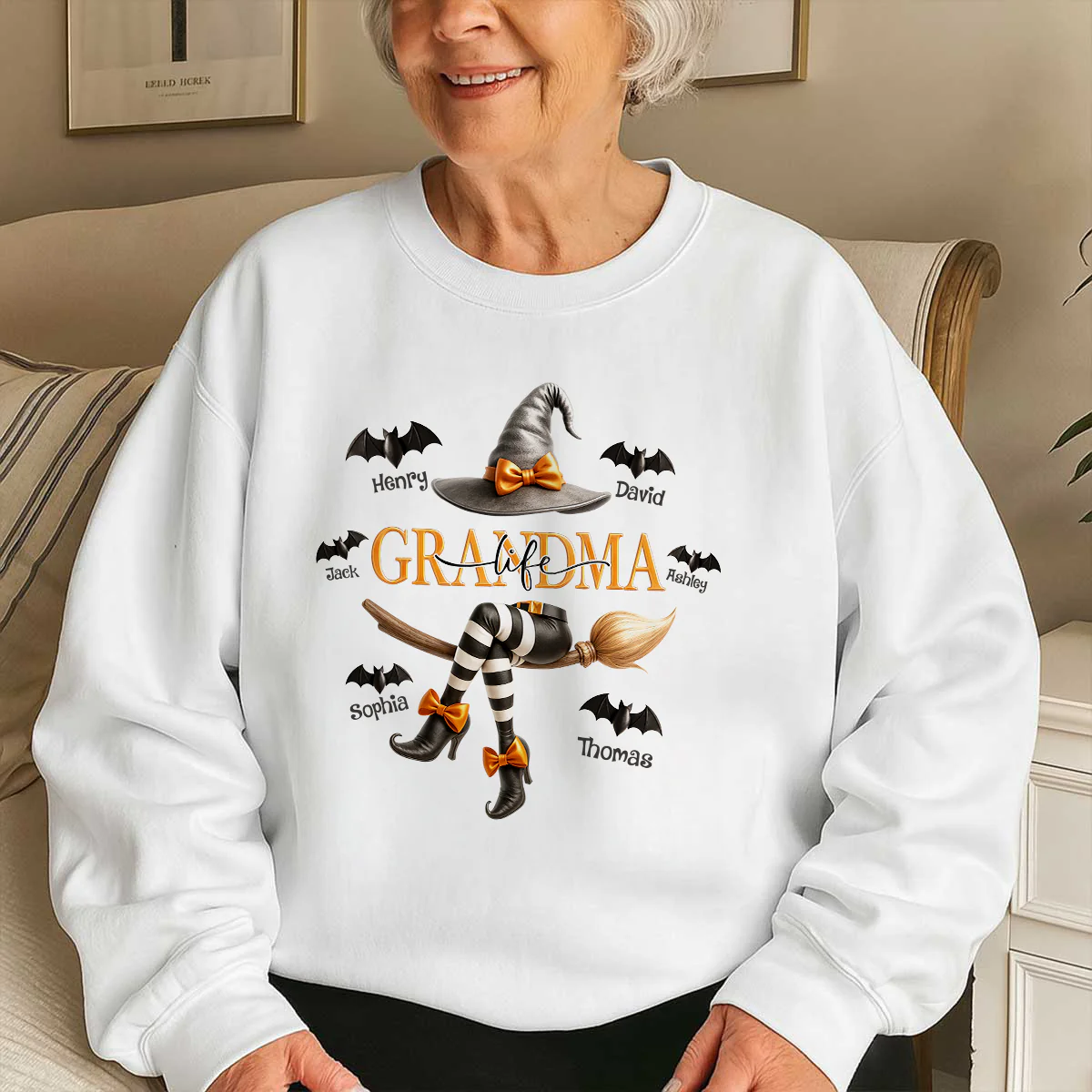 Grandma Life Witch 3D Effect Personalized Sweatshirt, Halloween Sweatshirt for Grandma - Image 2