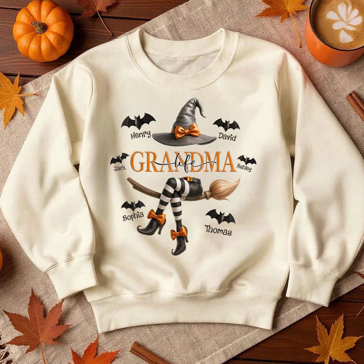 Grandma Life Witch 3D Effect Personalized Sweatshirt, Halloween Sweatshirt for Grandma - Image 4