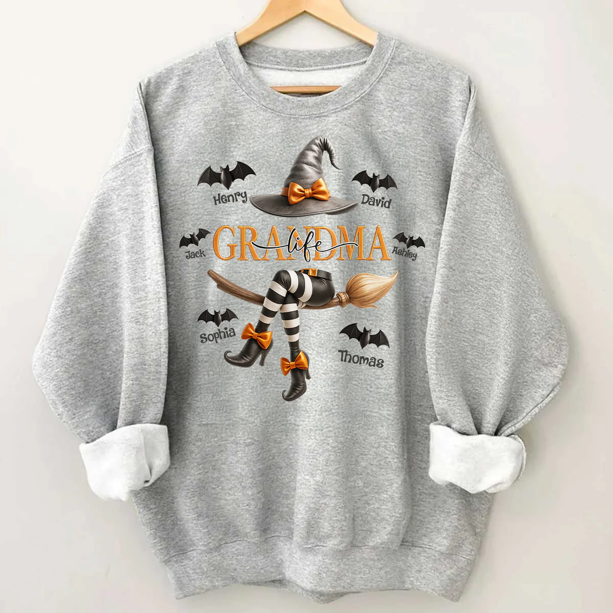 Grandma Life Witch 3D Effect Personalized Sweatshirt, Halloween Sweatshirt for Grandma - Image 8