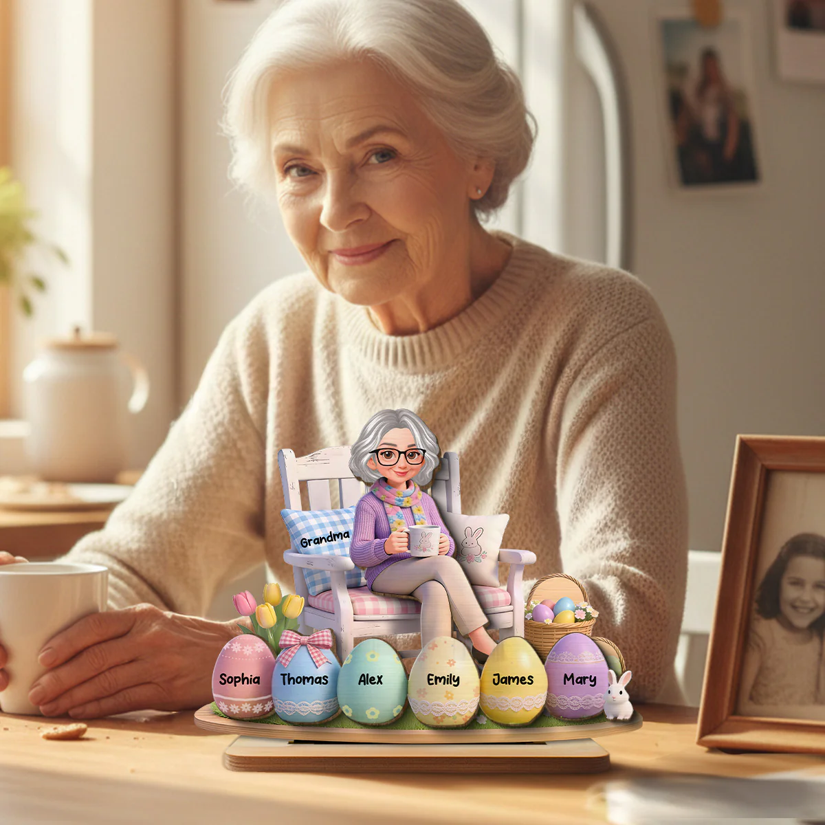 Grandma Little Easter Eggs - Personalized 2-Layered Wooden Plaque - Gift For Grandma - Image 3