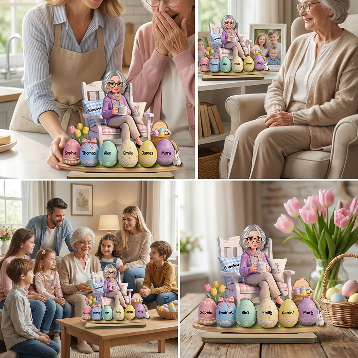 Grandma Little Easter Eggs - Personalized 2-Layered Wooden Plaque - Gift For Grandma - Image 4