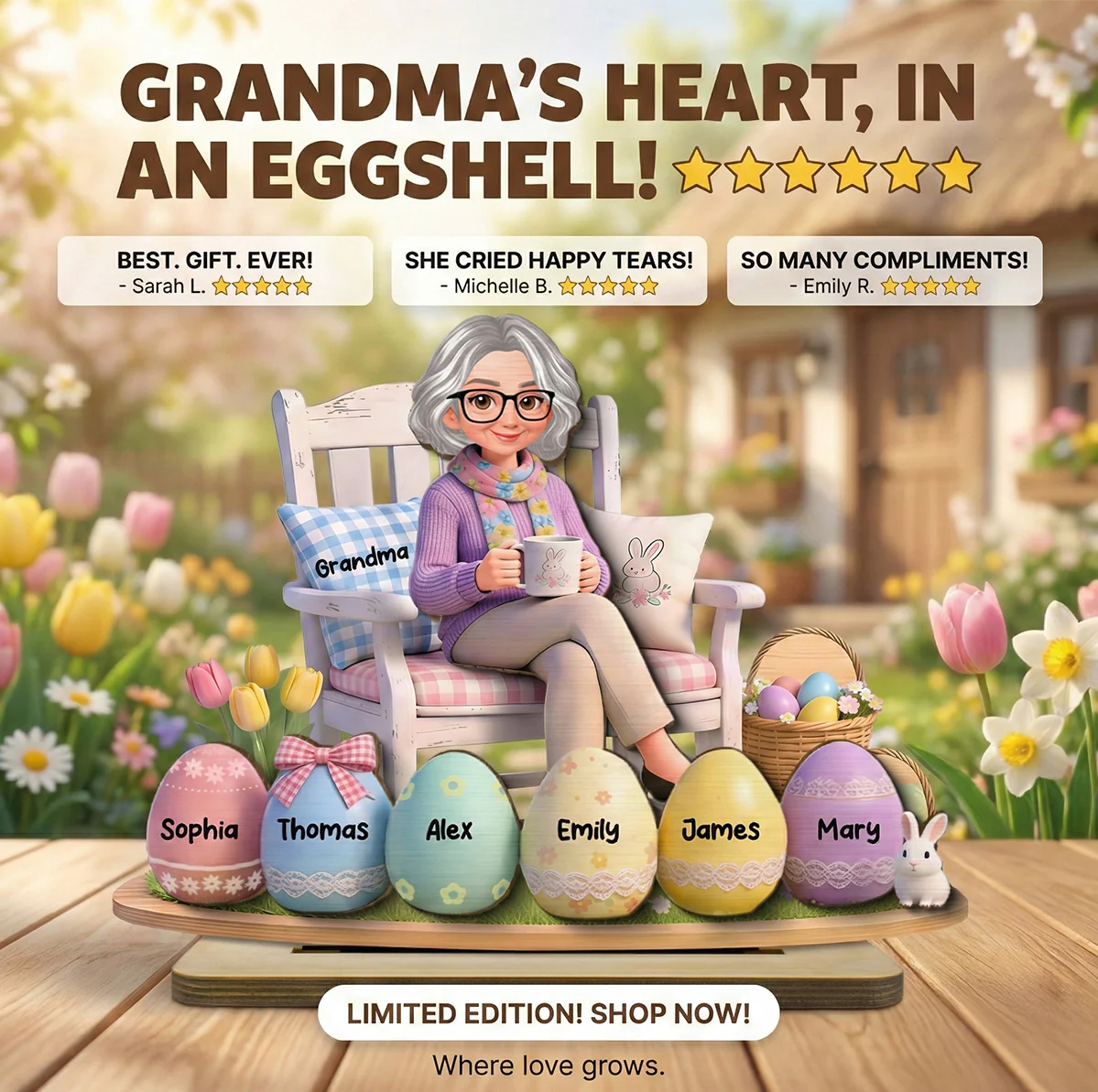 Grandma Little Easter Eggs - Personalized 2-Layered Wooden Plaque - Gift For Grandma - Image 5
