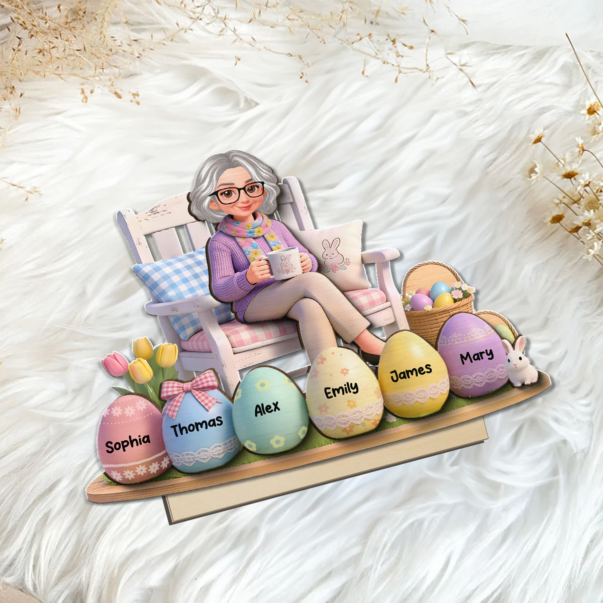 Grandma Little Easter Eggs - Personalized 2-Layered Wooden Plaque - Gift For Grandma - Image 7