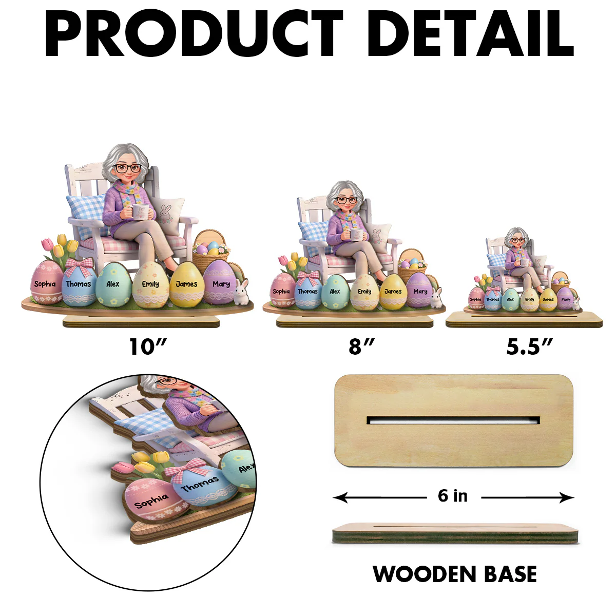 Grandma Little Easter Eggs - Personalized 2-Layered Wooden Plaque - Gift For Grandma - Image 8