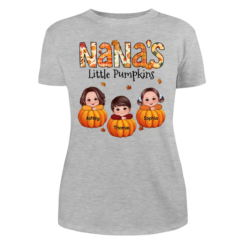 Grandma Little Pumpkins Fall Pattern Kids On Pumpkins Personalized Shirt - Image 10