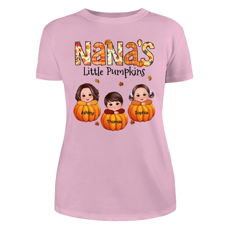 Grandma Little Pumpkins Fall Pattern Kids On Pumpkins Personalized Shirt - Image 11