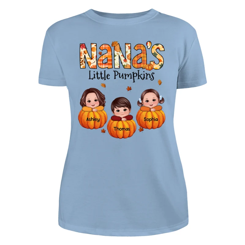 Grandma Little Pumpkins Fall Pattern Kids On Pumpkins Personalized Shirt - Image 12
