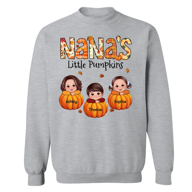 Grandma Little Pumpkins Fall Pattern Kids On Pumpkins Personalized Shirt - Image 18
