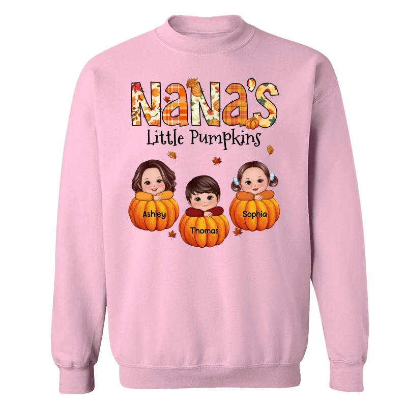 Grandma Little Pumpkins Fall Pattern Kids On Pumpkins Personalized Shirt - Image 19