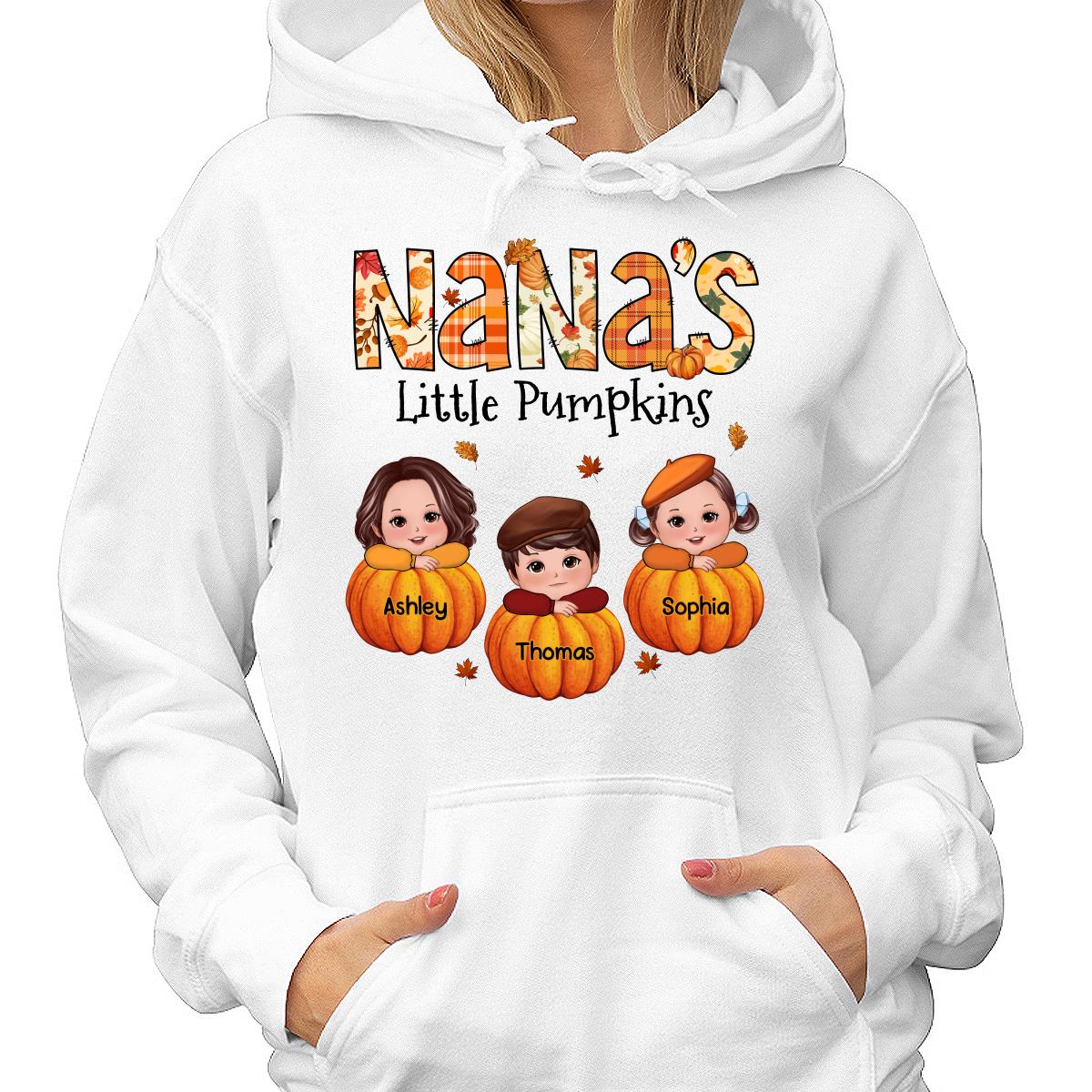 Grandma Little Pumpkins Fall Pattern Kids On Pumpkins Personalized Shirt - Image 4