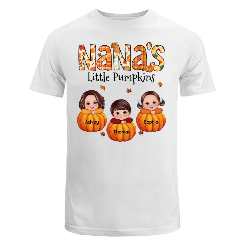Grandma Little Pumpkins Fall Pattern Kids On Pumpkins Personalized Shirt - Image 5