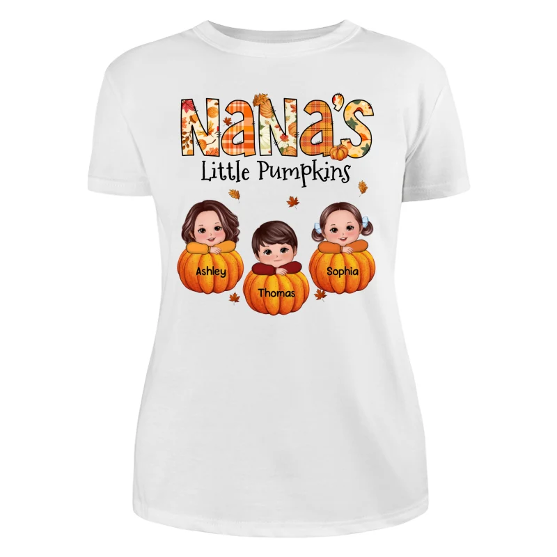 Grandma Little Pumpkins Fall Pattern Kids On Pumpkins Personalized Shirt - Image 9