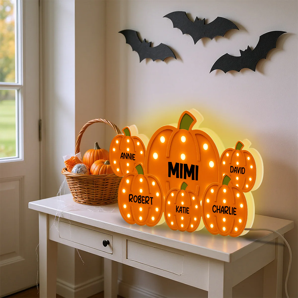 3D Effect Grandma Little Pumpkins Marquee Pattern Effect Flat - Personalized Light Box - Image 9