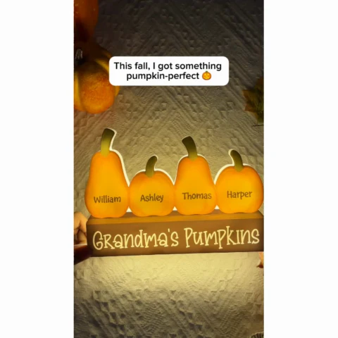 3D Effect Grandma Little Pumpkins Personalized LED Light Box - Image 2