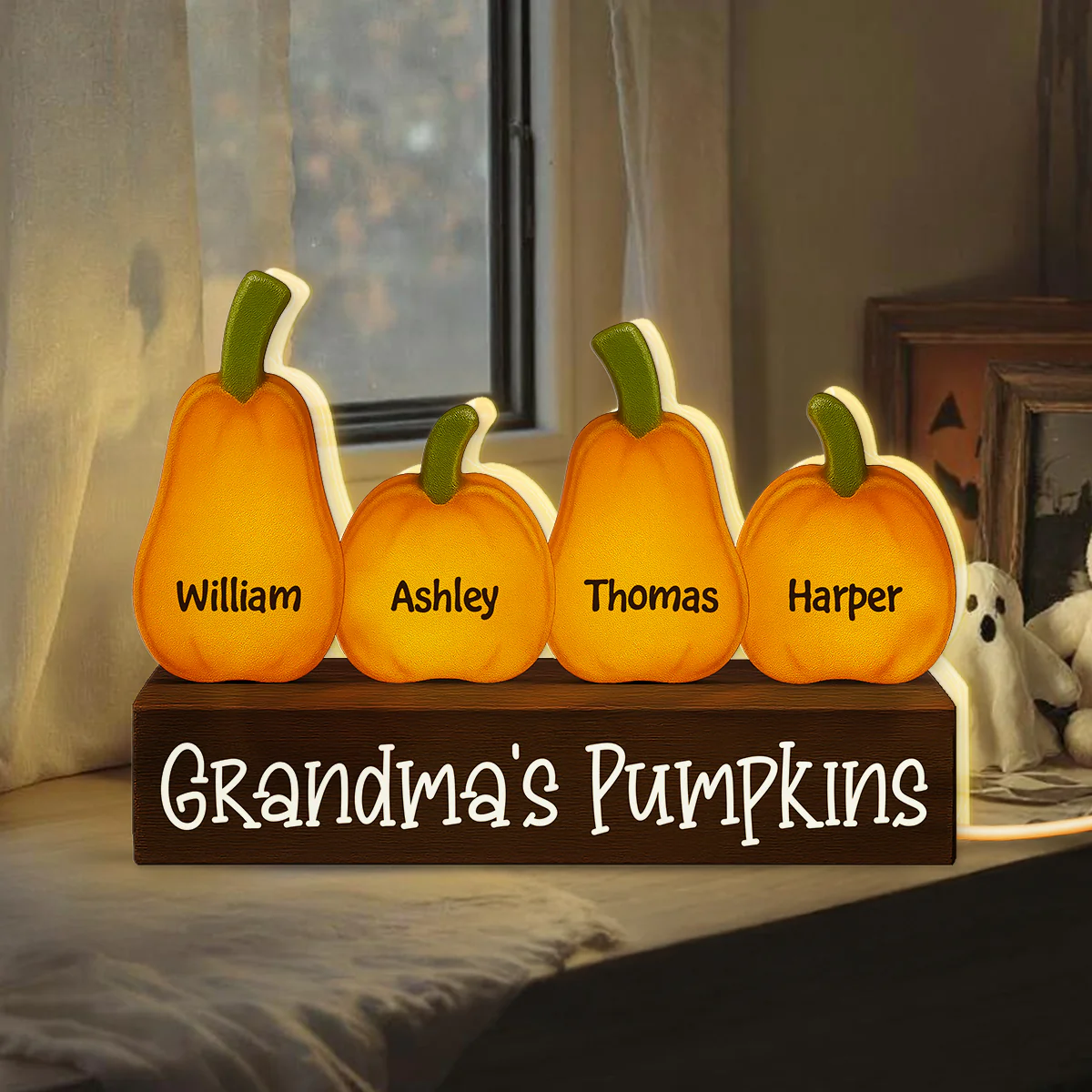 3D Effect Grandma Little Pumpkins Personalized LED Light Box - Image 3