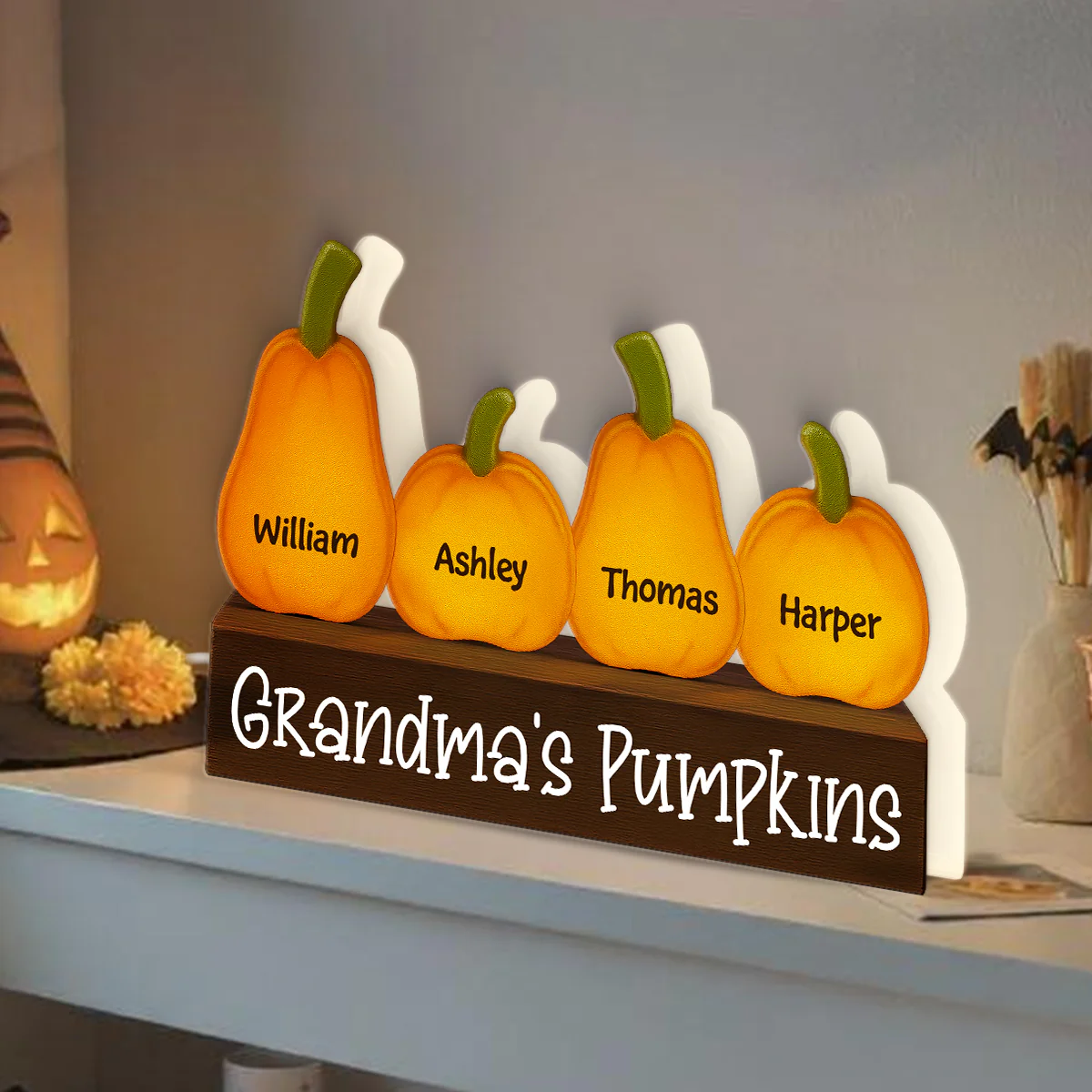 3D Effect Grandma Little Pumpkins Personalized LED Light Box - Image 4