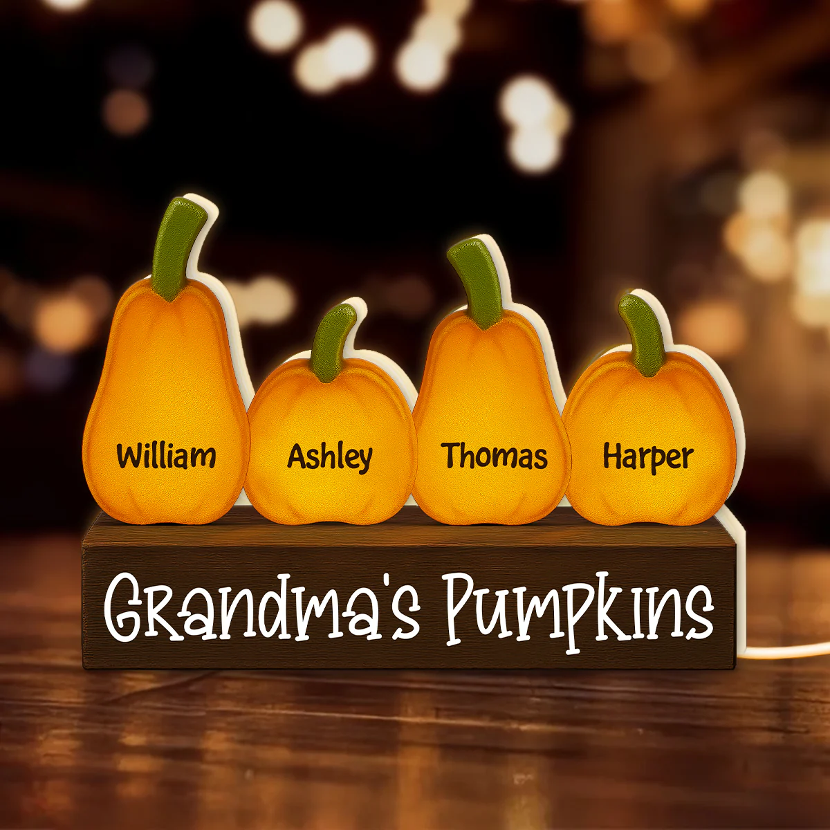 3D Effect Grandma Little Pumpkins Personalized LED Light Box - Image 5