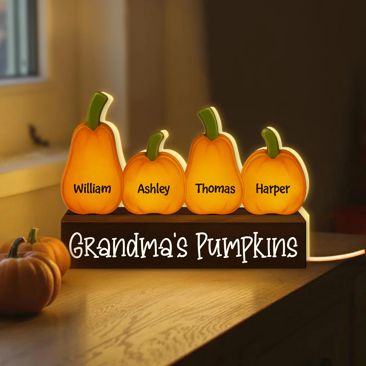 3D Effect Grandma Little Pumpkins Personalized LED Light Box - Image 6