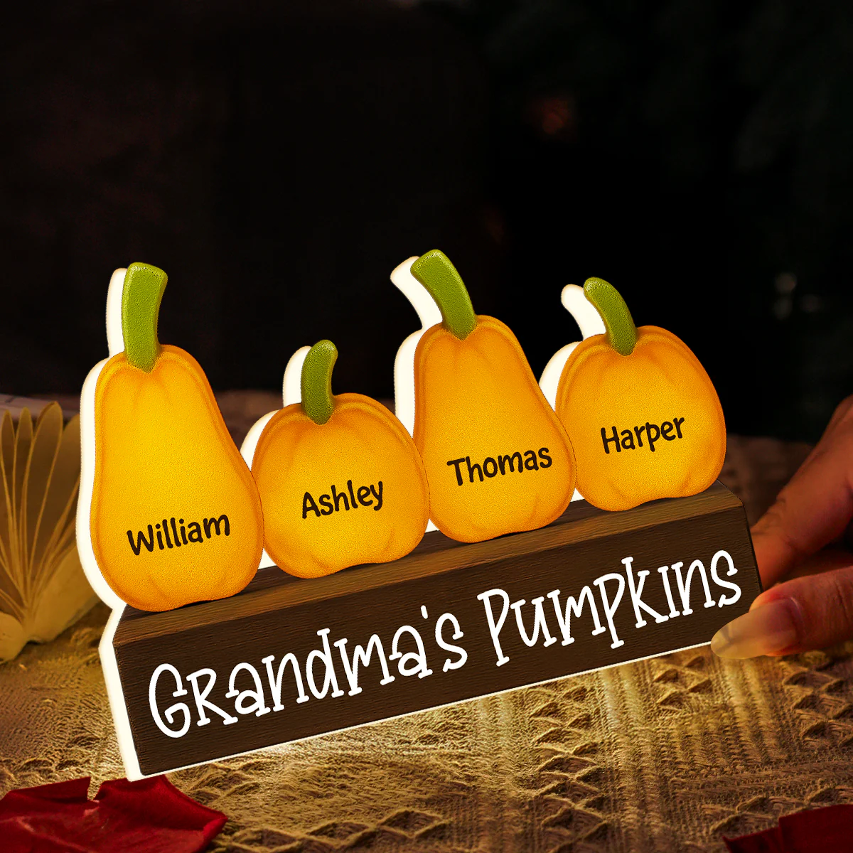 3D Effect Grandma Little Pumpkins Personalized LED Light Box - Image 7