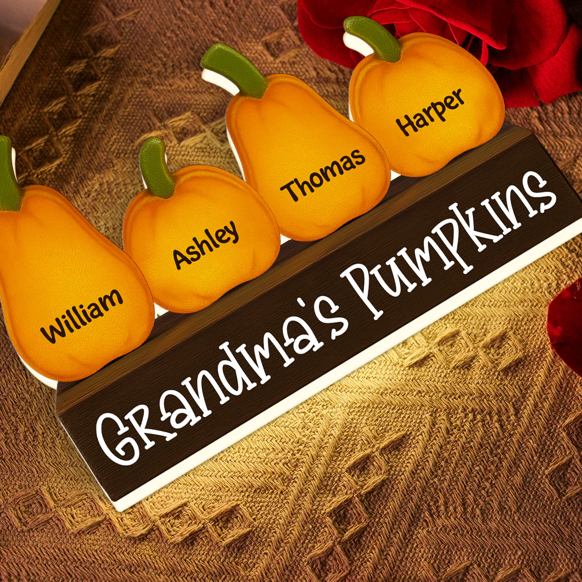 3D Effect Grandma Little Pumpkins Personalized LED Light Box - Image 8