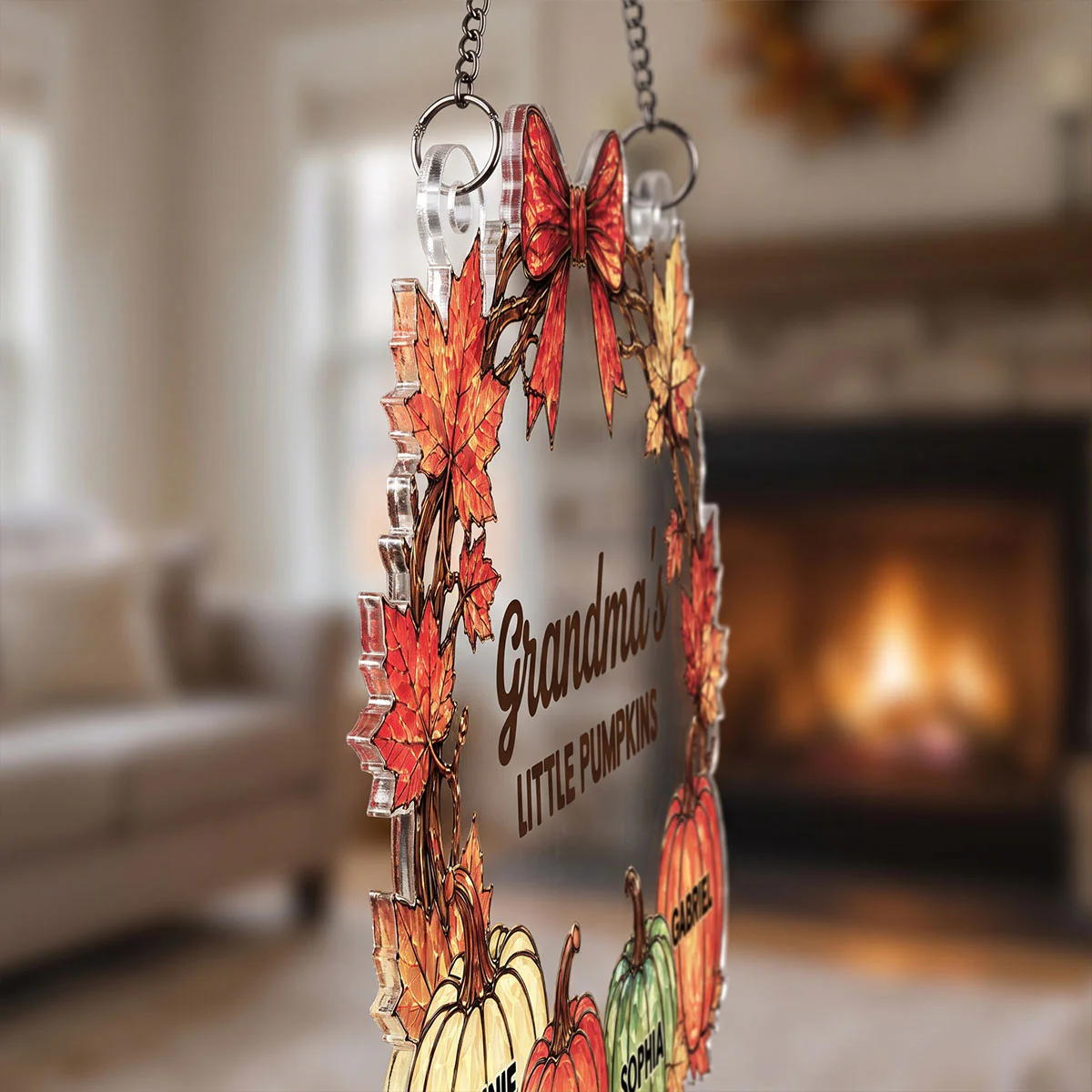 Grandma Little Pumpkins - Personalized Suncatcher - Fall Season Decoration - Image 2
