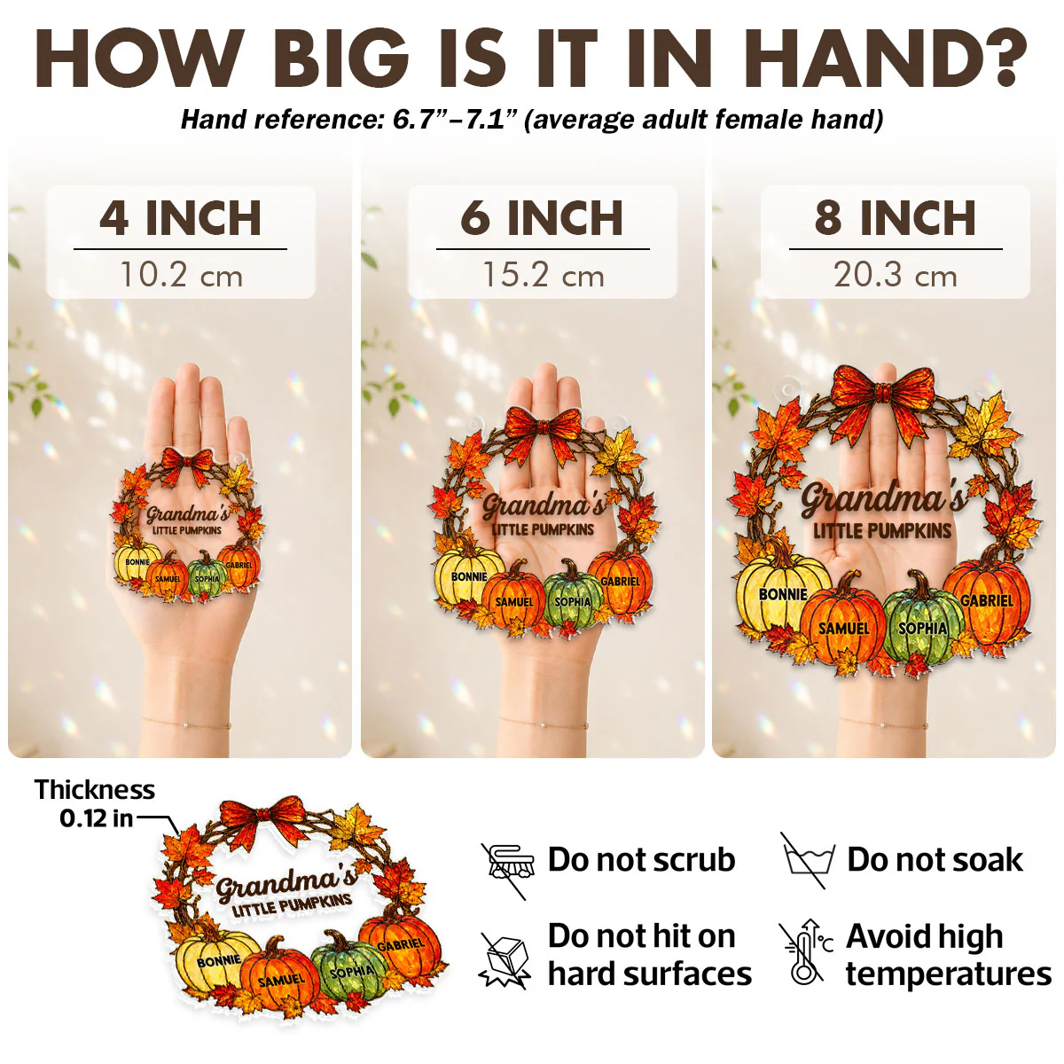 Grandma Little Pumpkins - Personalized Suncatcher - Fall Season Decoration - Image 4