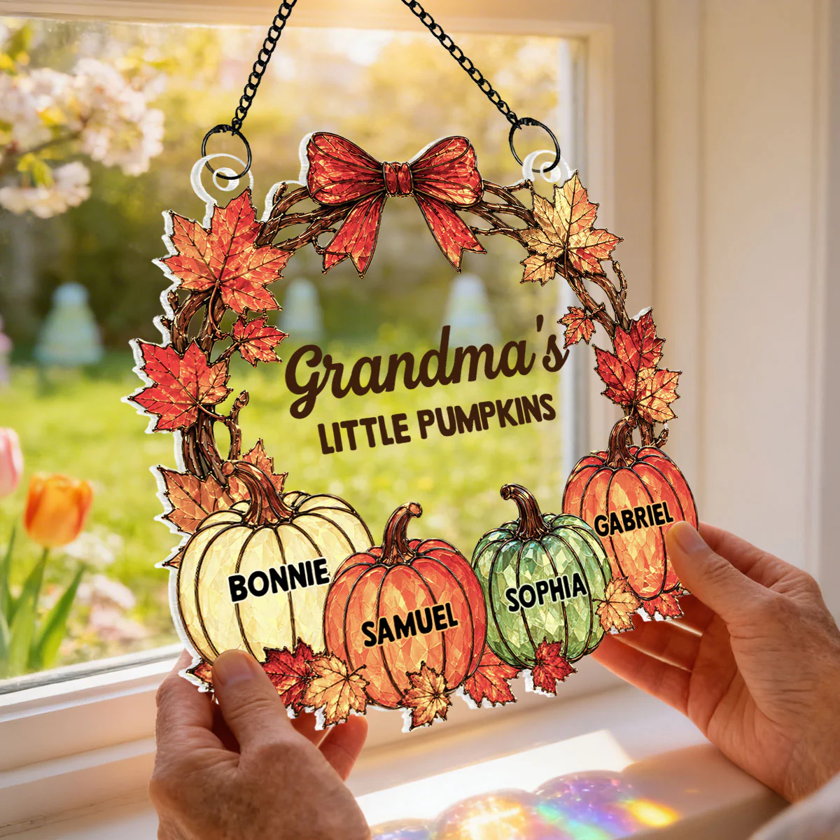 Grandma Little Pumpkins - Personalized Suncatcher - Fall Season Decoration - Image 5