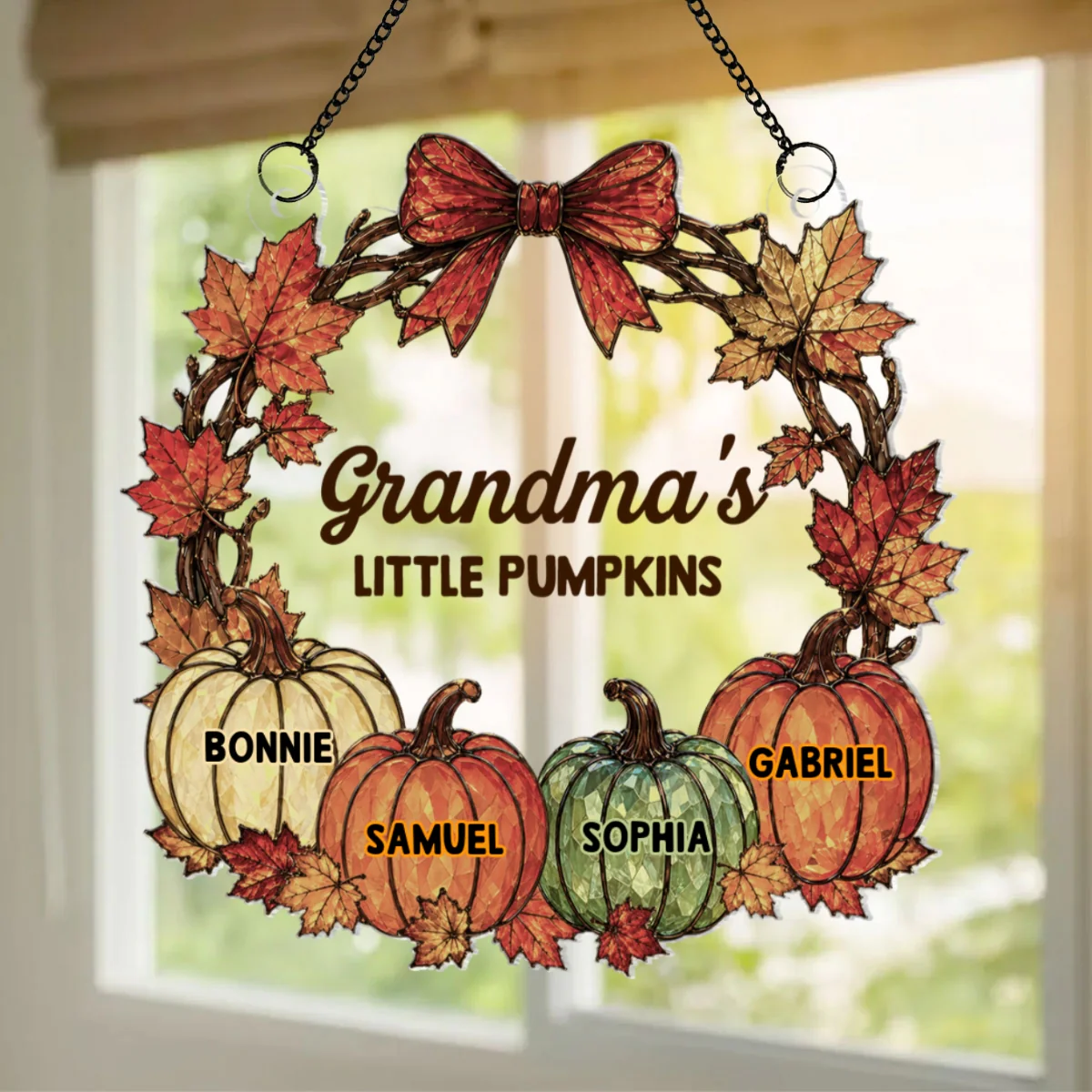Grandma Little Pumpkins - Personalized Suncatcher - Fall Season Decoration - Image 7