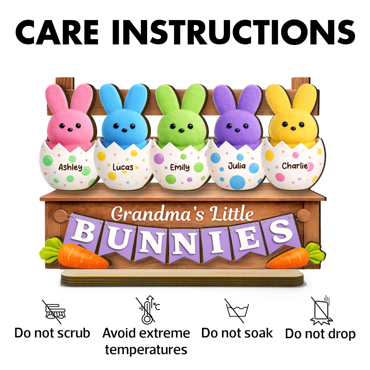 Grandma Little's Bunnies - Personalized 2-Layered Wooden Plaque - Easter Decor for Grandma - Image 7