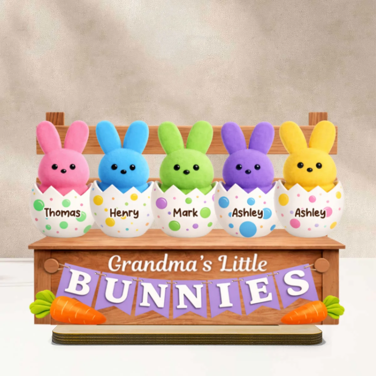 Grandma Little's Bunnies - Personalized 2-Layered Wooden Plaque - Easter Decor for Grandma - Image 9