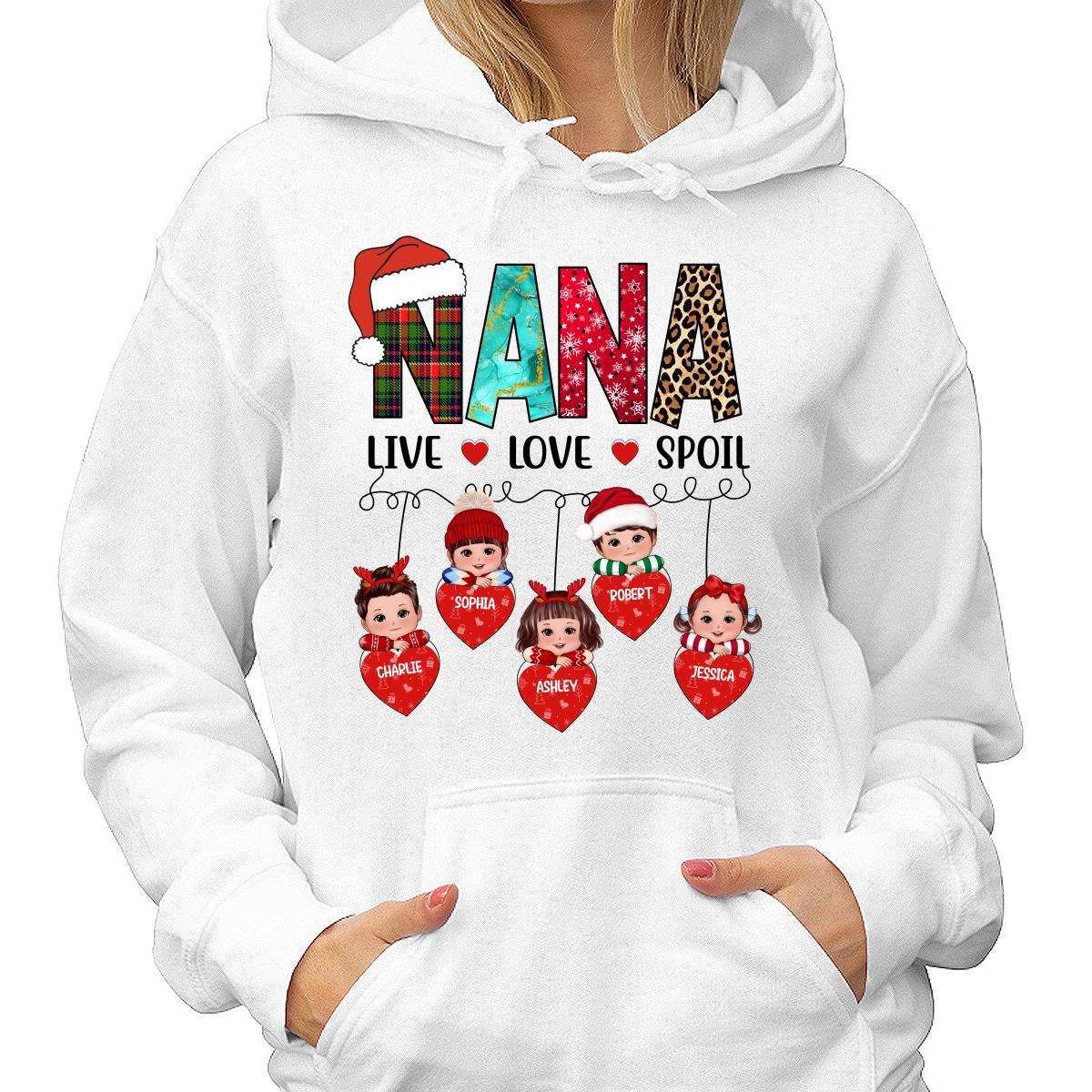 Grandma Live Love Spoil Personalized Christmas Sweatshirt Hoodie - Image 4