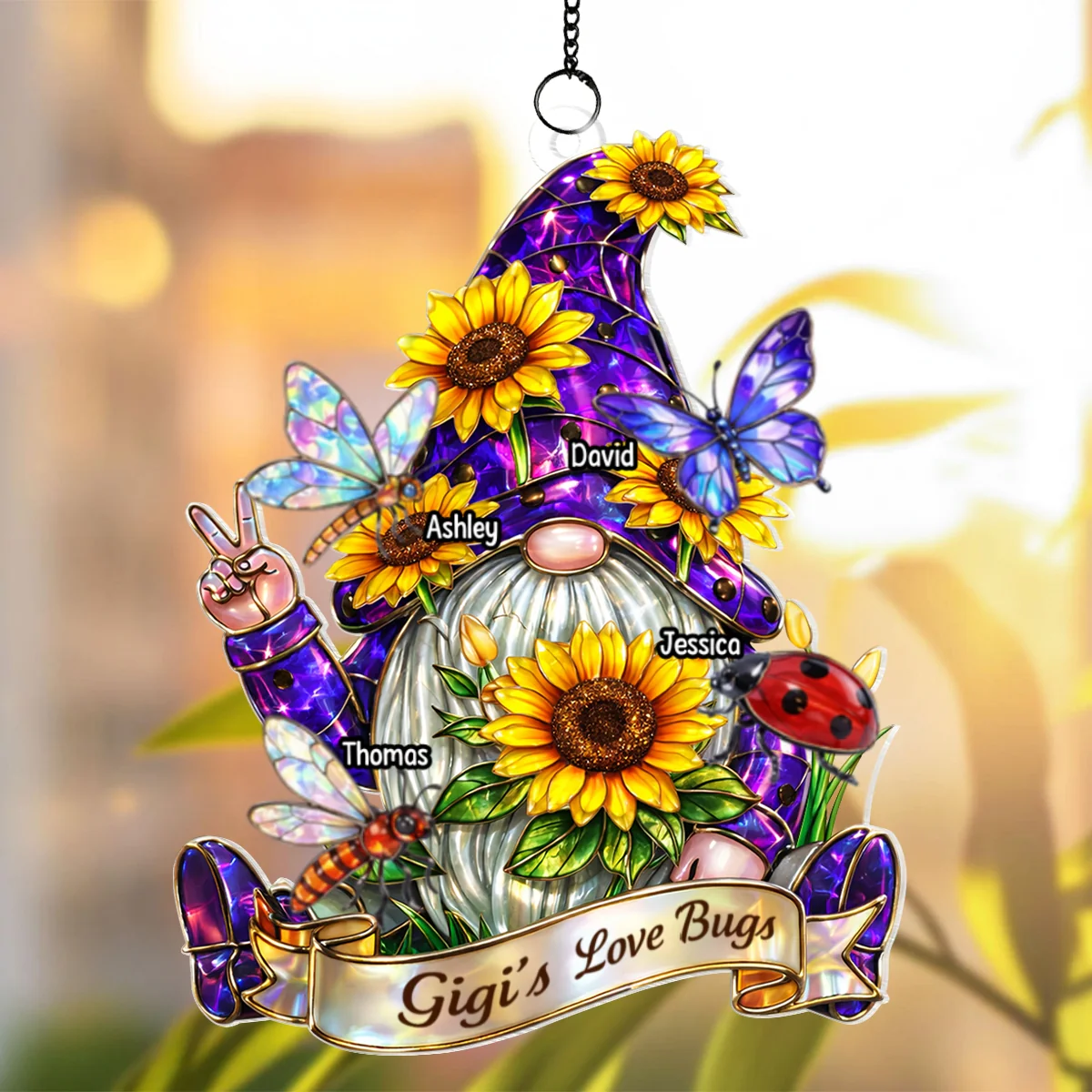 Grandma Love's Bugs Gnome - Personalized Suncatcher Ornament - Heartfelt Mother's Day Gift for Grandma - Image 10