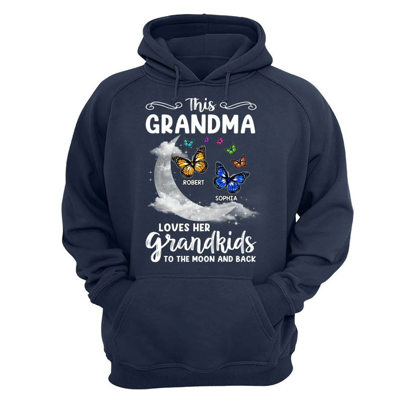 Grandma Loves Grandkids Moon And Back Butterflies Personalized Shirt - Image 12