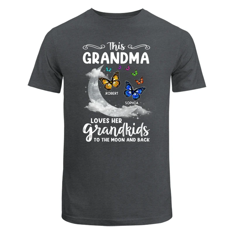 Grandma Loves Grandkids Moon And Back Butterflies Personalized Shirt - Image 7