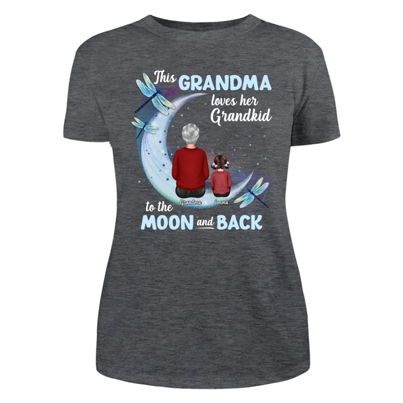 Grandma Loves Grandkids To The Moon Dragonfly Personalized Shirt - Image 10