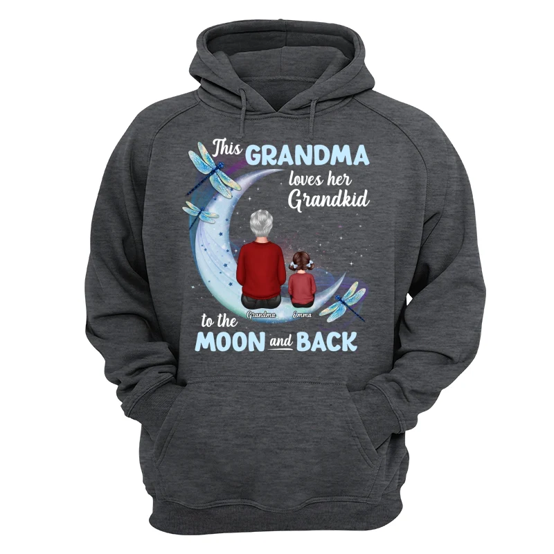 Grandma Loves Grandkids To The Moon Dragonfly Personalized Shirt - Image 13