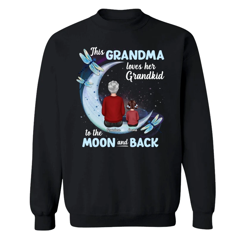 Grandma Loves Grandkids To The Moon Dragonfly Personalized Shirt - Image 14