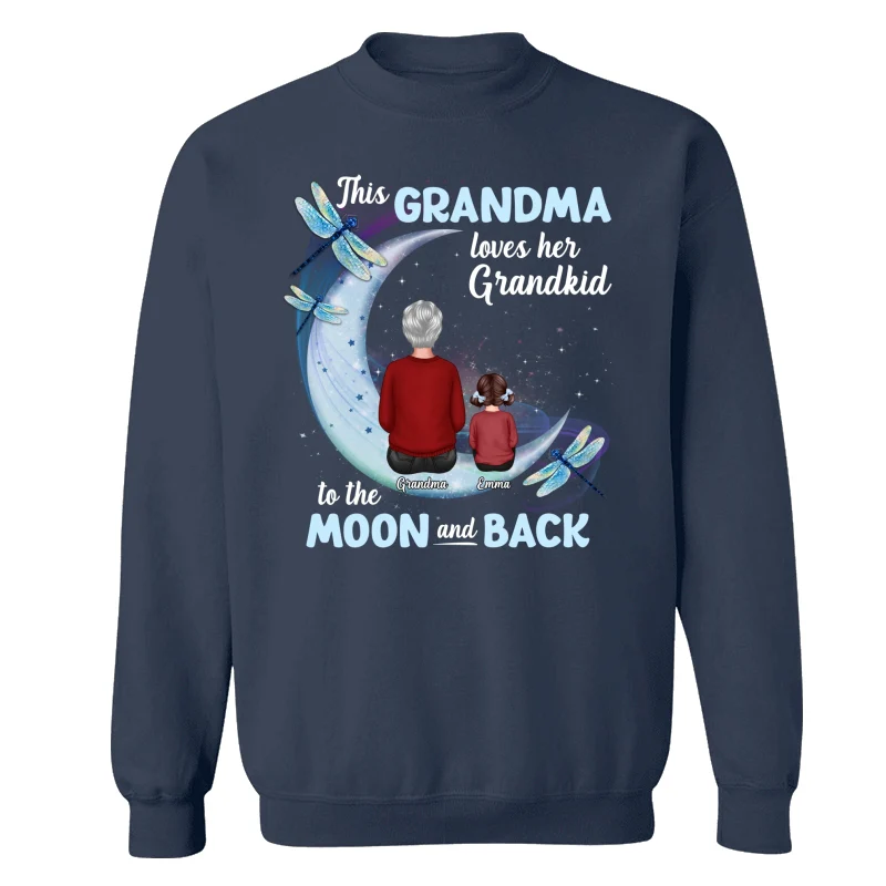 Grandma Loves Grandkids To The Moon Dragonfly Personalized Shirt - Image 15