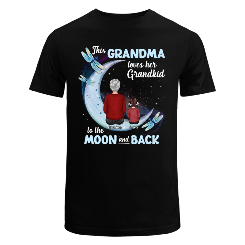 Grandma Loves Grandkids To The Moon Dragonfly Personalized Shirt - Image 5
