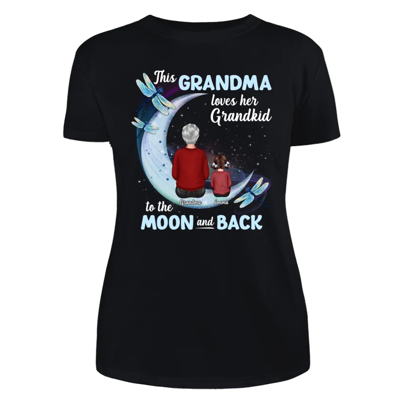 Grandma Loves Grandkids To The Moon Dragonfly Personalized Shirt - Image 8