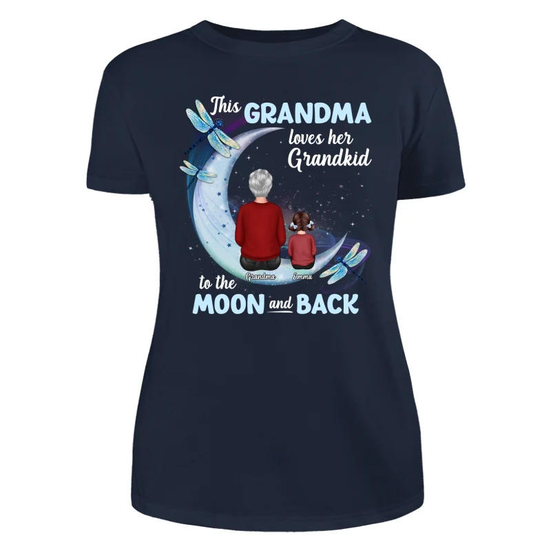Grandma Loves Grandkids To The Moon Dragonfly Personalized Shirt - Image 9