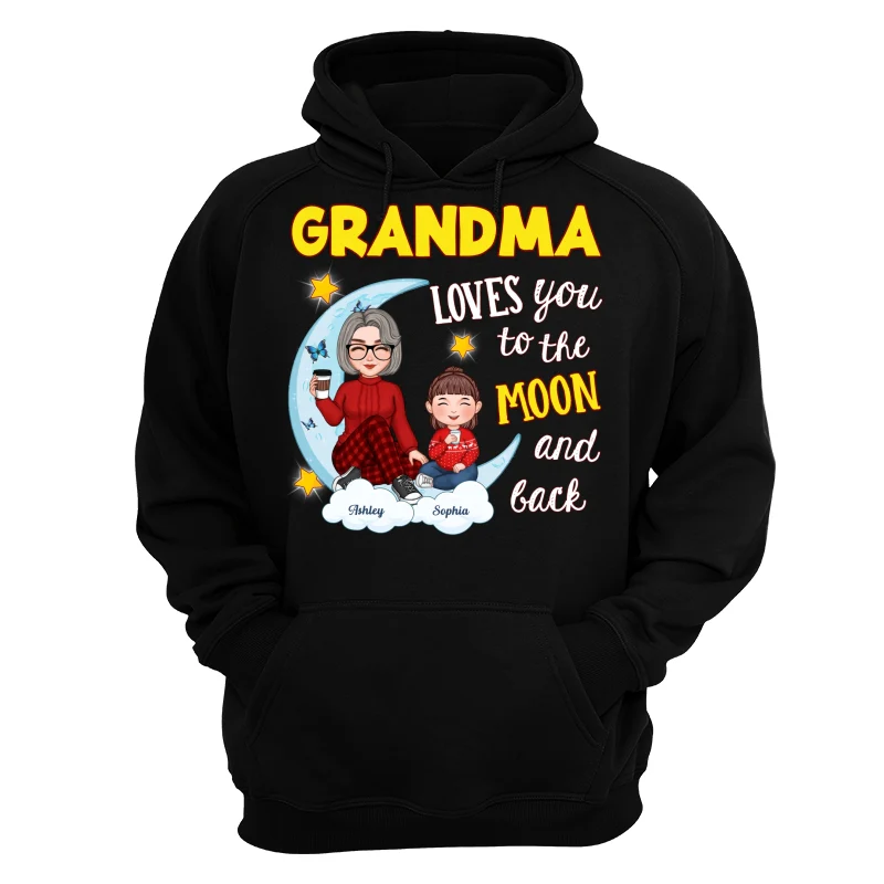 Grandma Loves You To The Moon And Back Cute Grandma Grandkids Personalized Christmas Sweatshirt Hoodie - Image 11