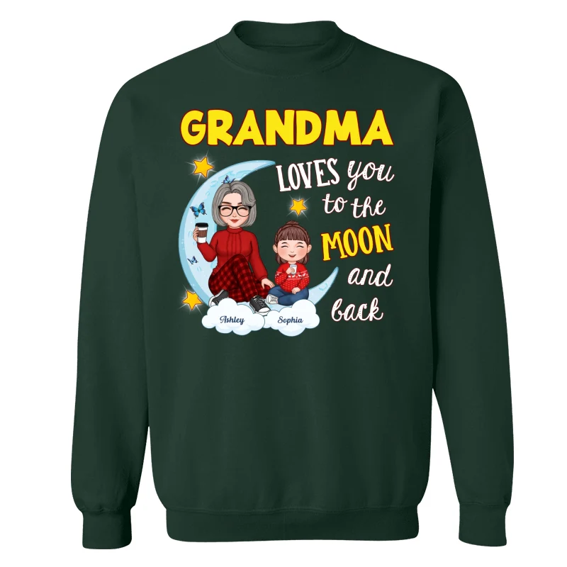 Grandma Loves You To The Moon And Back Cute Grandma Grandkids Personalized Christmas Sweatshirt Hoodie - Image 17