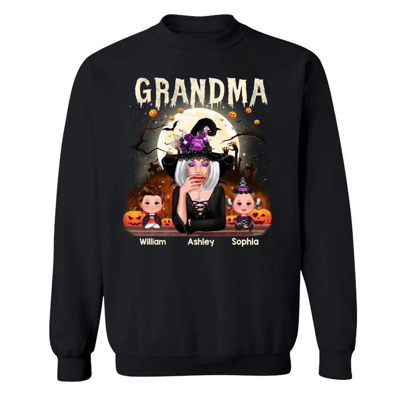 Grandma Mom And Kids Halloween Night Personalized Shirt - Image 16
