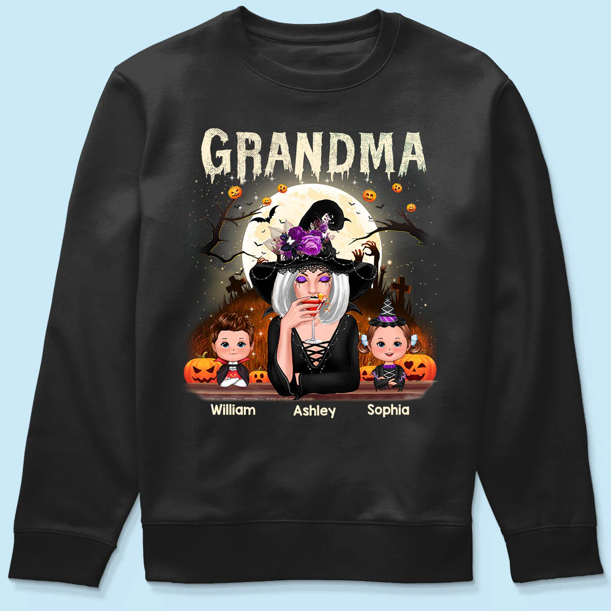 Grandma Mom And Kids Halloween Night Personalized Shirt - Image 6