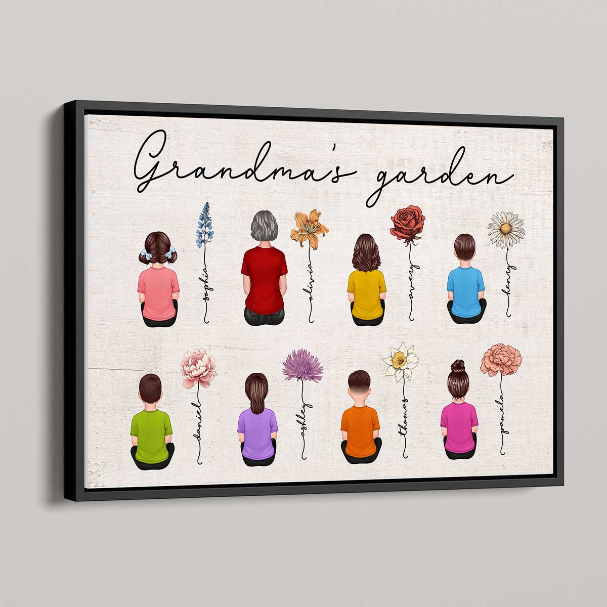 Grandma Mom Auntie Garden Vintage Birth Month Flowers Mother‘s Day Gift Personalized Horizontal Poster - Image 4