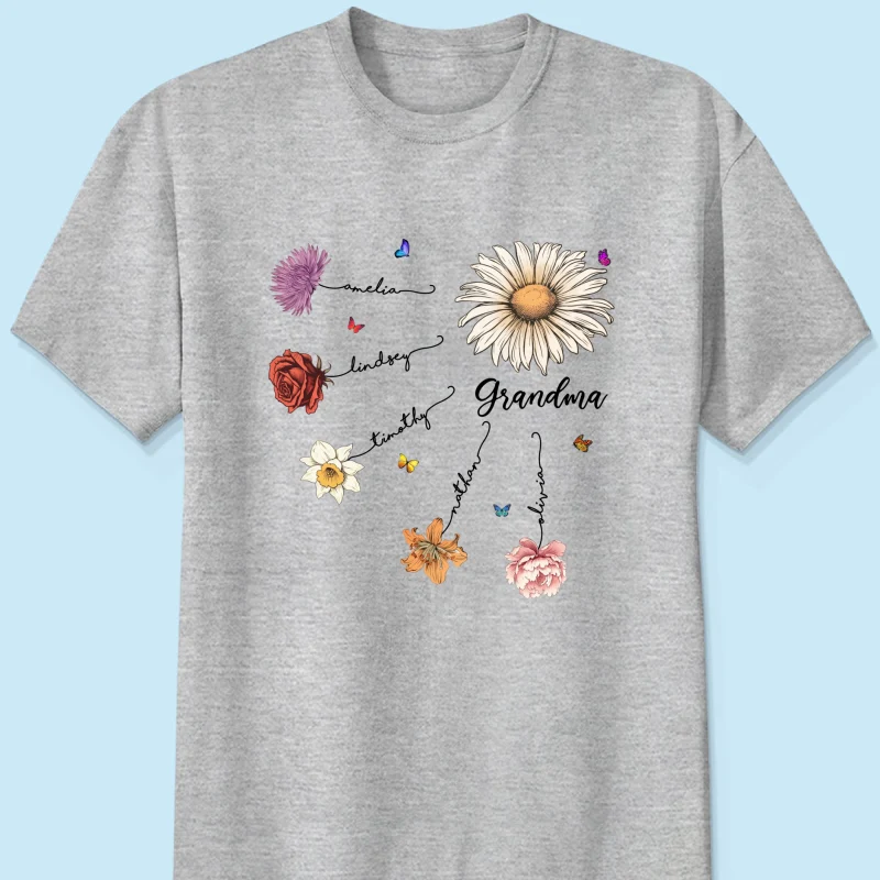 Grandma Mom Birth Flowers Personalized Shirt, Gift for Moms, for Grandmas - Image 10